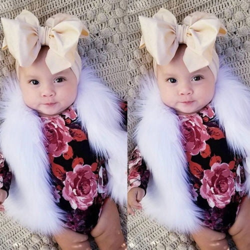 Baby Girls Winter Warm Waistcoat Faux Fur Thick Coat Toddler Kids Outwear Vest Tops Clothes Age 3+